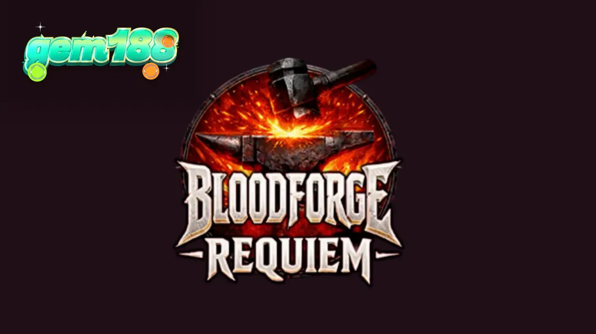 Tampilan visual slot Bloodforge Requiem dengan tema api dan baja